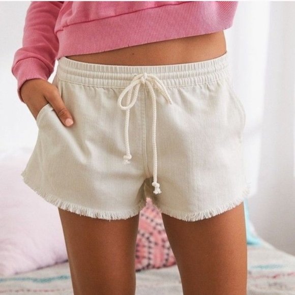 aerie Pants - Aerie Pink Pull on Denim Frayed Shorts